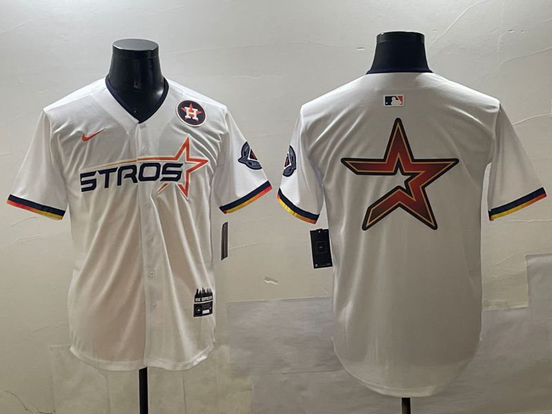 Men Houston Astros Blank White Three generations Joint Name 2025 Nike MLB Jersey style 11